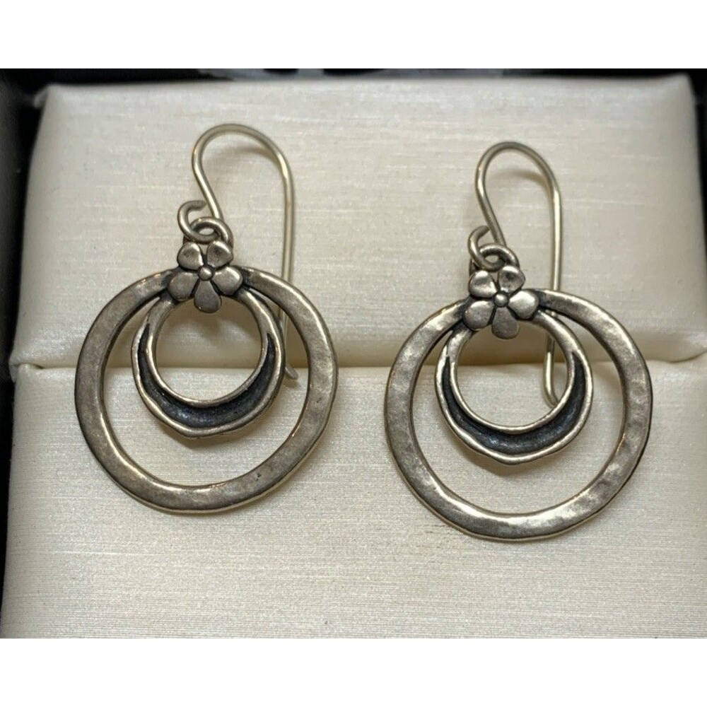 Shablool DIDAE Sterling Silver Dangle Earrings Israel 925 Hammered Oxidized